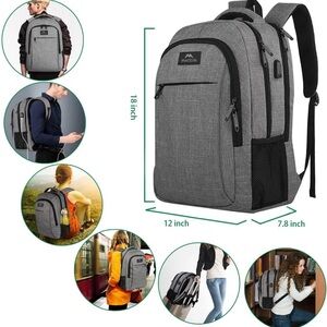 Matein 15.6" Travel Laptop Backpack Water-Resistant Anti-Theft USB Port Gray